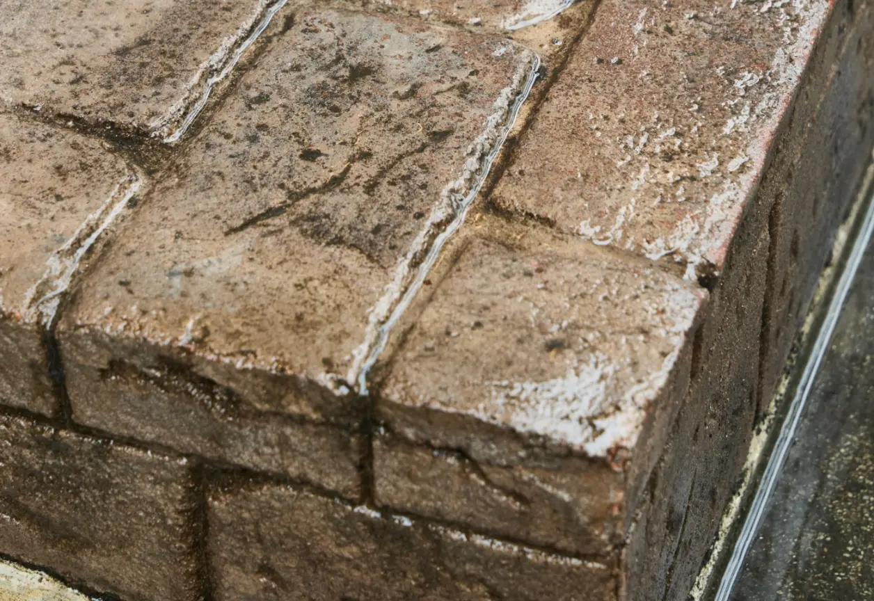 レンガ調に作られたオーバーレイの階段